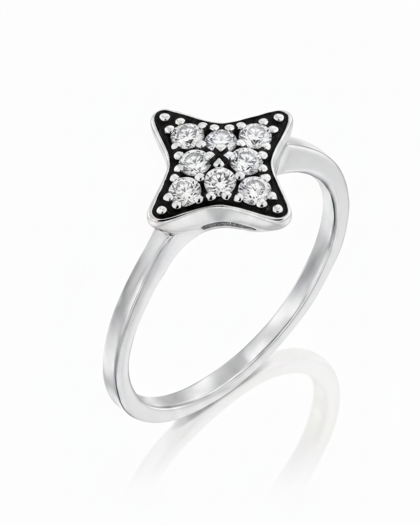Cassiopeia Gold Ring White Diamonds blackening