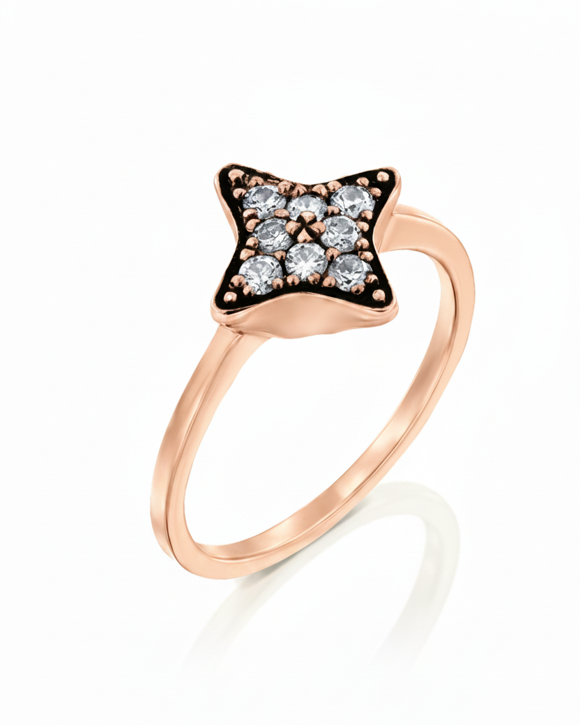 Cassiopeia Gold Ring White Diamonds blackening