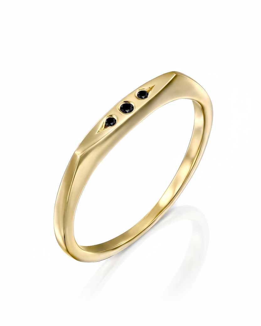 Jackie Gold Ring Three Black Diamonds