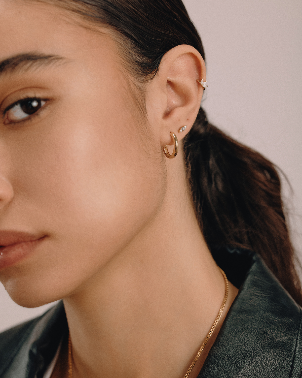 Mini Francoise Hoop Earring White Diamonds