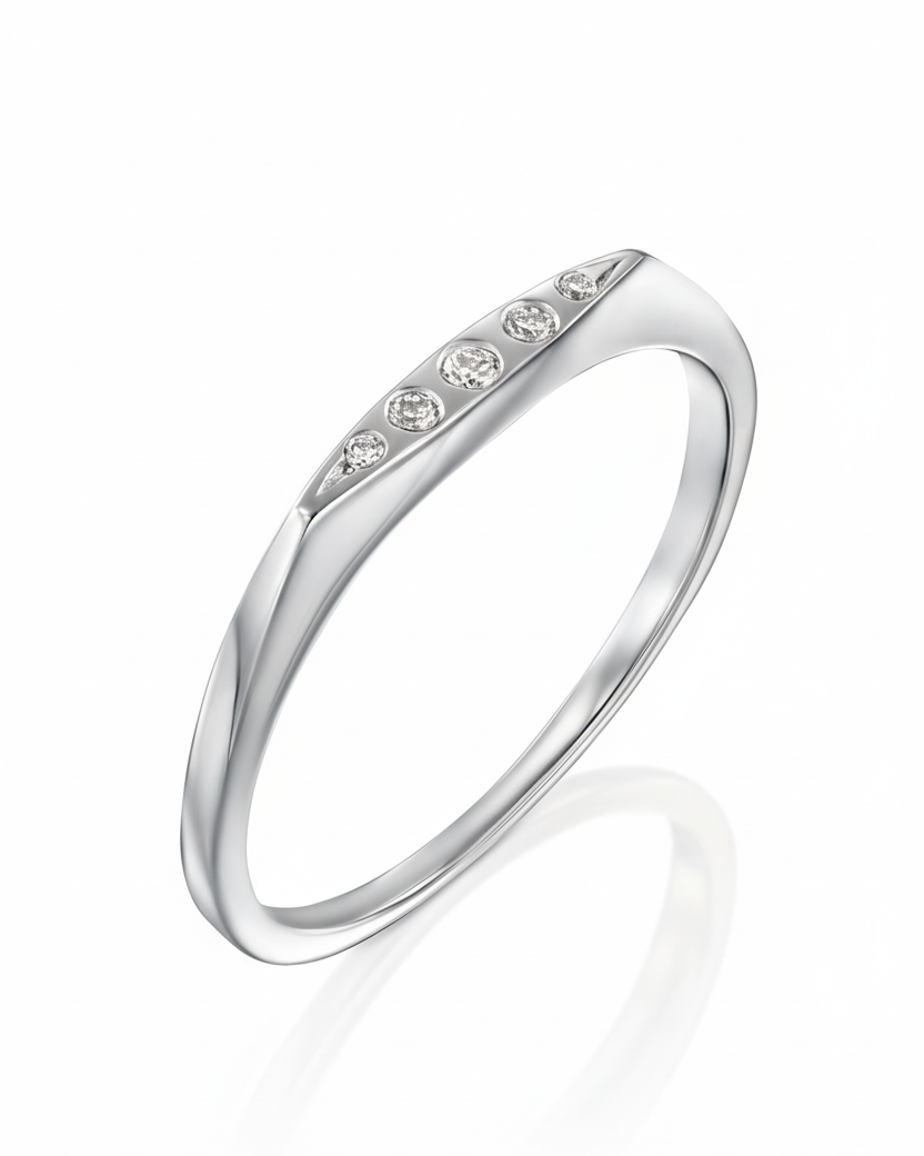 Jackie Gold Ring Five Diamonds