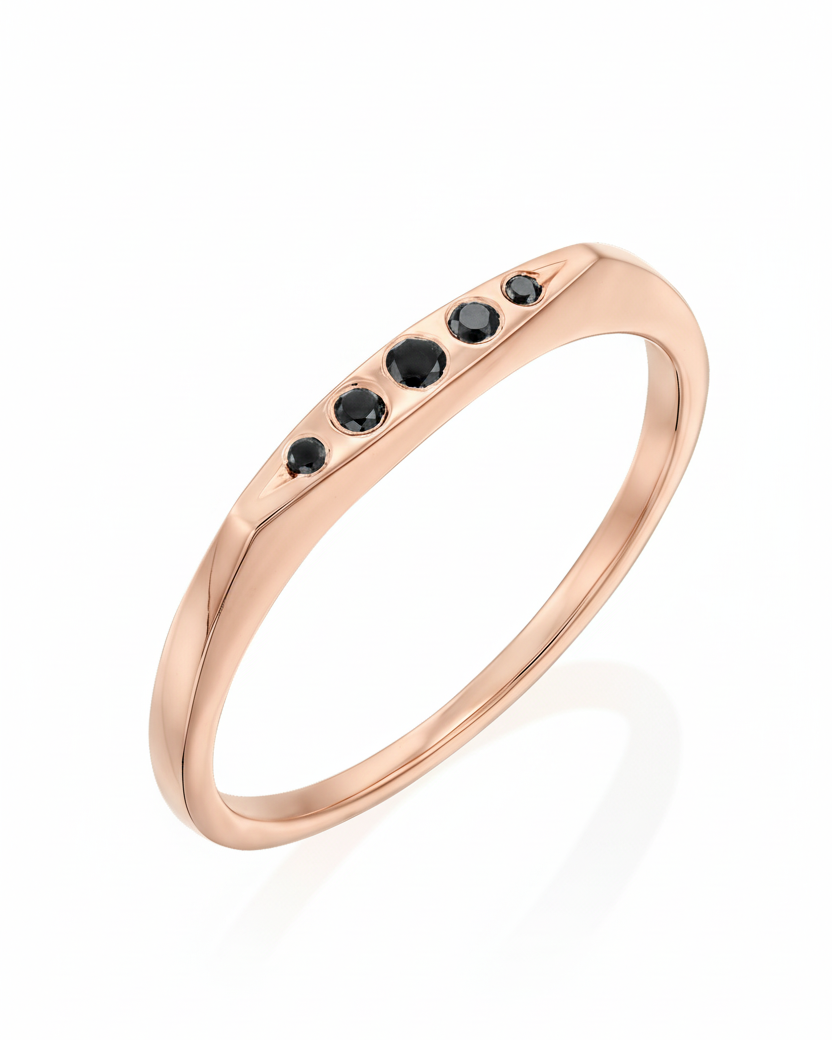 Jackie Gold Ring Five black Diamonds