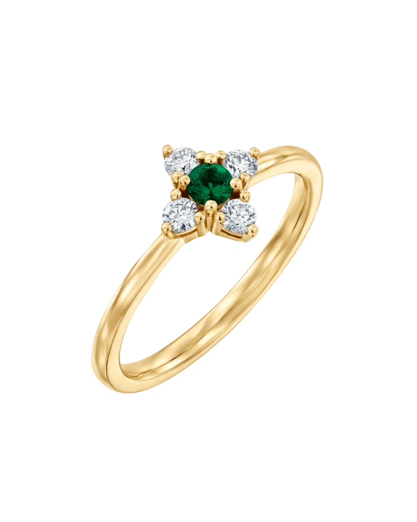 Eliana Gold Ring Emerald and Diamonds