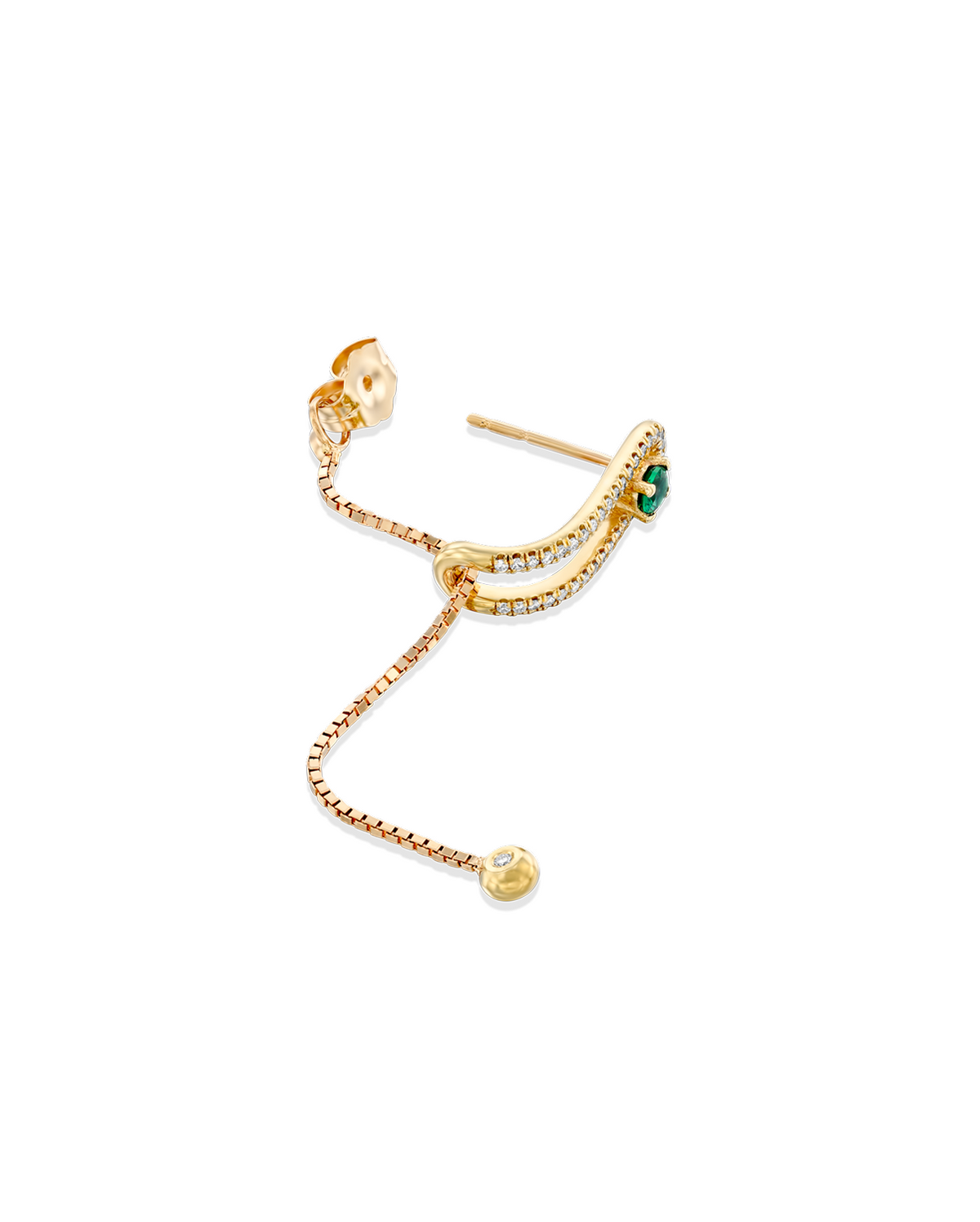 Earring 11 - Emerald & White Diamonds