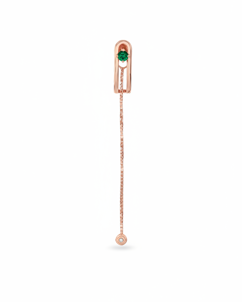 Earring 12 - Emerald & White Diamonds