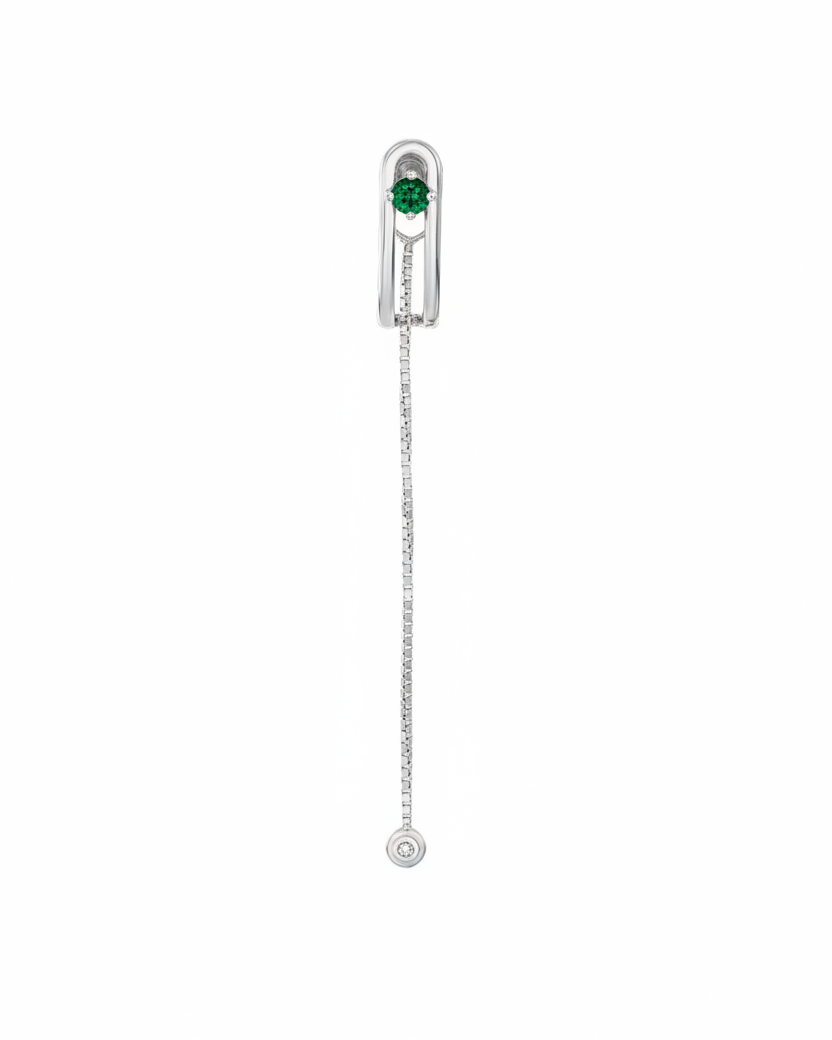 Earring 12 - Emerald & White Diamonds