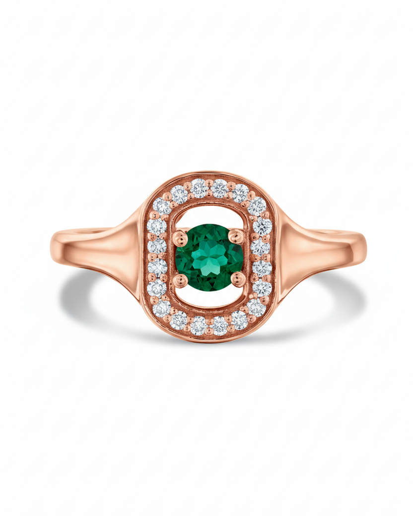 Ring 05 - Emerald & White Diamonds