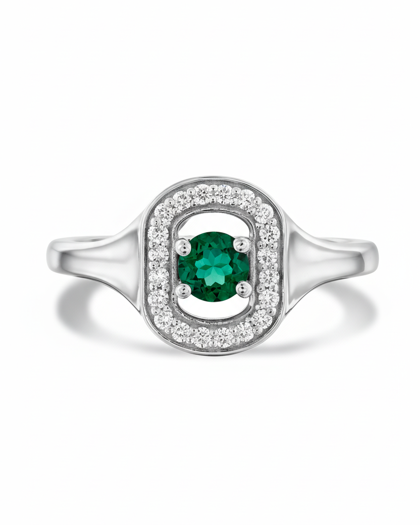 Ring 05 - Emerald & White Diamonds