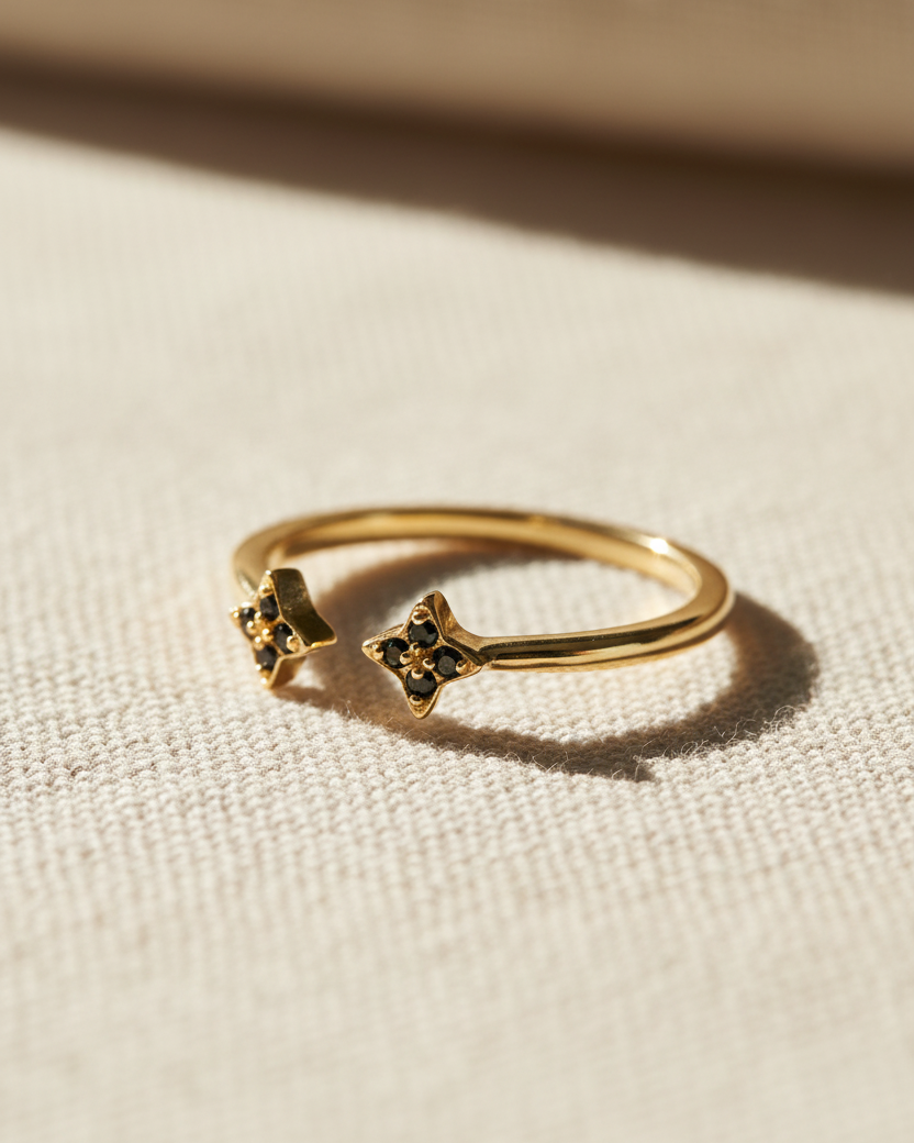 Mercury Ring with Black Diamonds