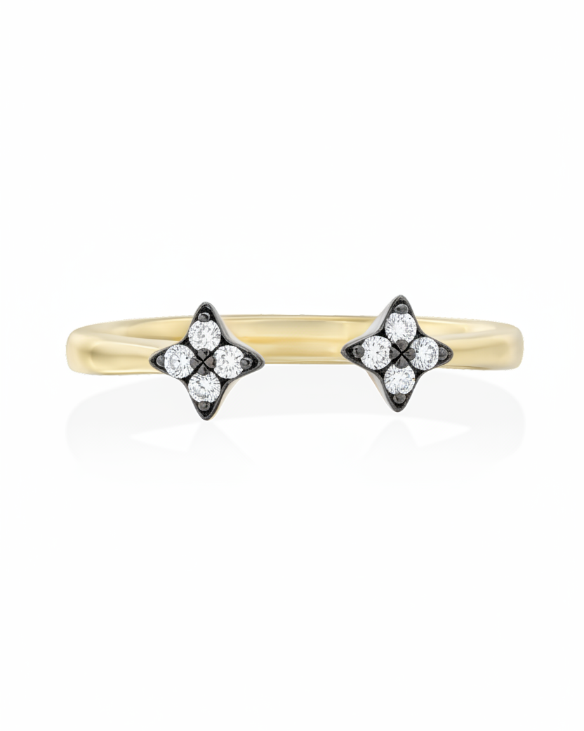 Mercury Ring with white Diamonds Blackening