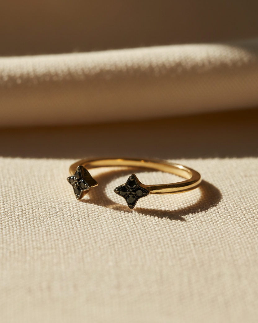 Mercury Ring with Black Diamonds blackning