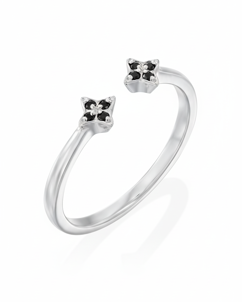 Mercury Ring with Black Diamonds