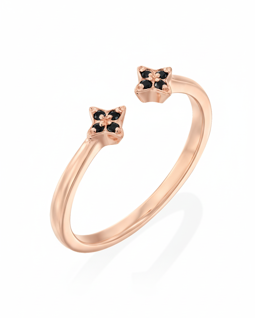 Mercury Ring with Black Diamonds
