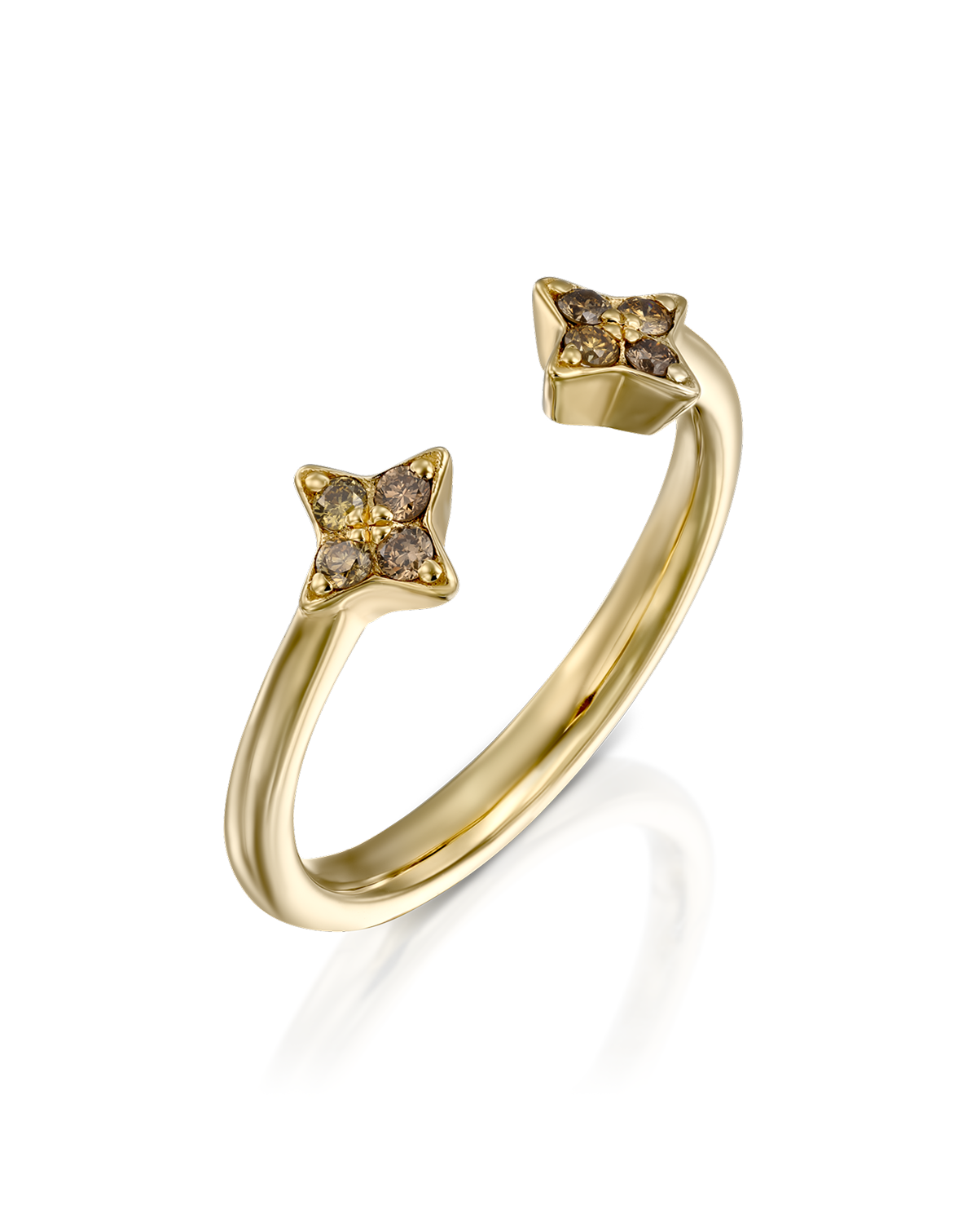 Enlarged Mercury Open Ring - Cognac Diamonds