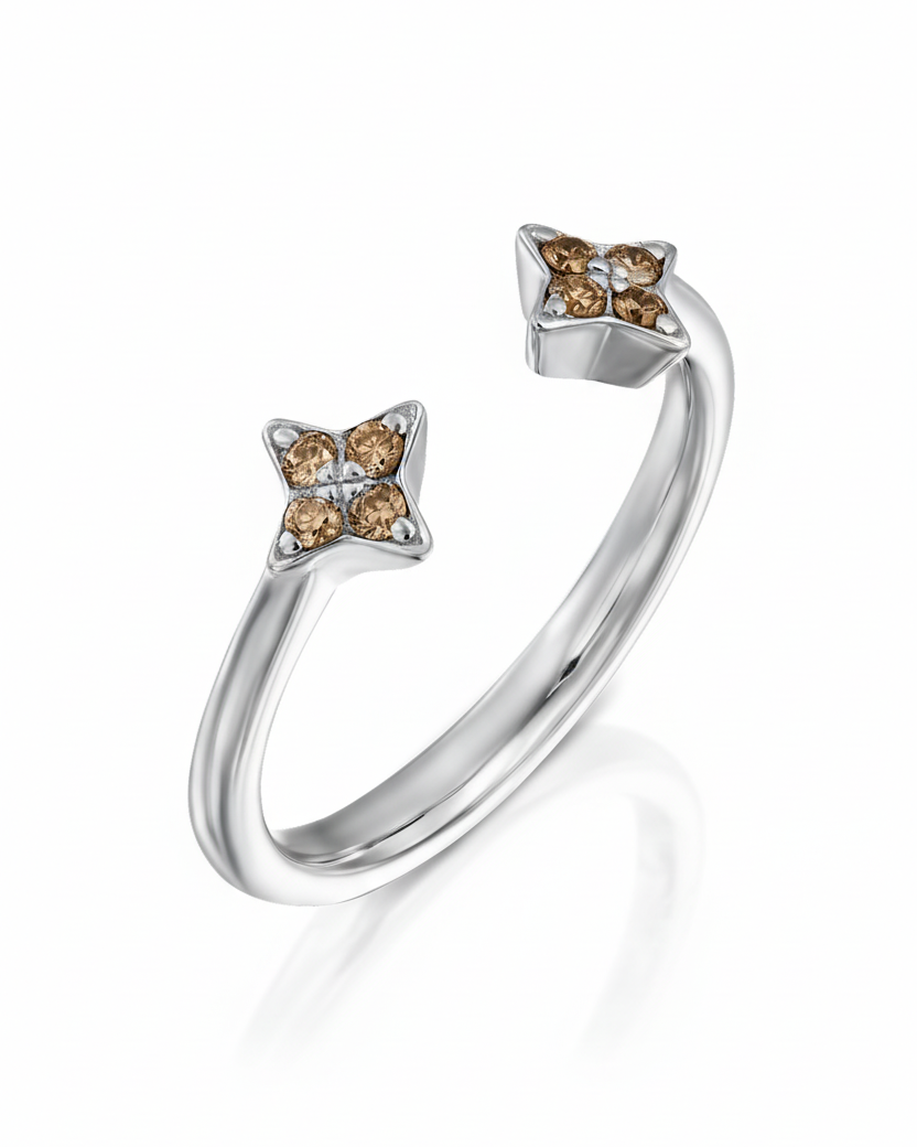 Enlarged Mercury Open Ring - Cognac Diamonds