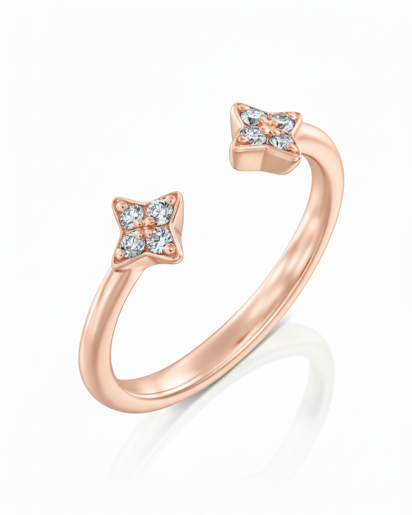 Enlarged Mercury Open Ring - White Diamond