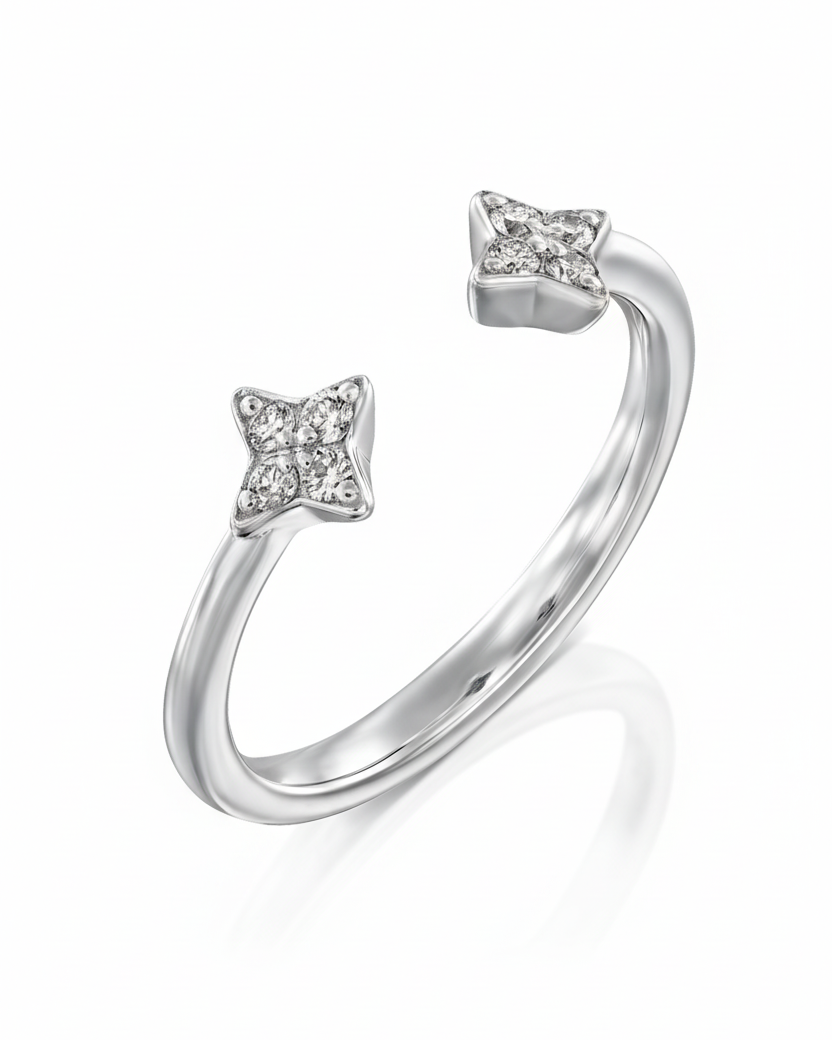 Enlarged Mercury Open Ring - White Diamond
