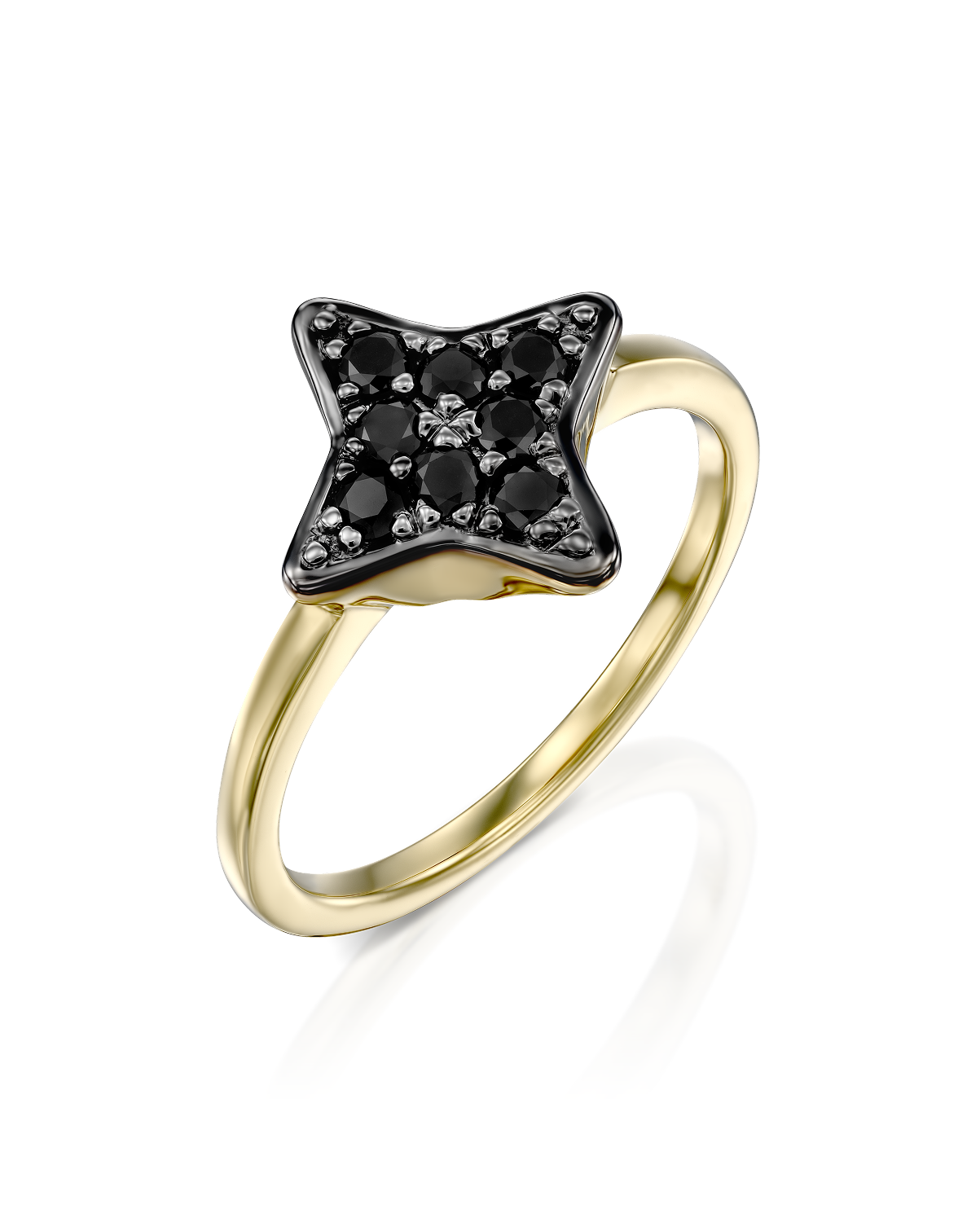 Cassiopeia Gold Ring With Black Diamonds