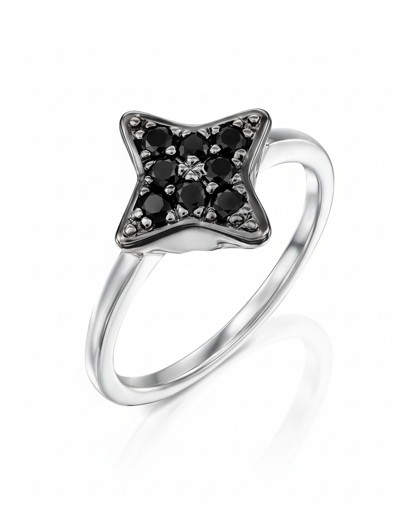 Cassiopeia Gold Ring With Black Diamonds