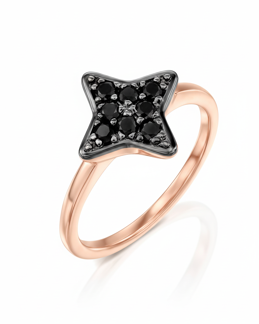 Cassiopeia Gold Ring With Black Diamonds