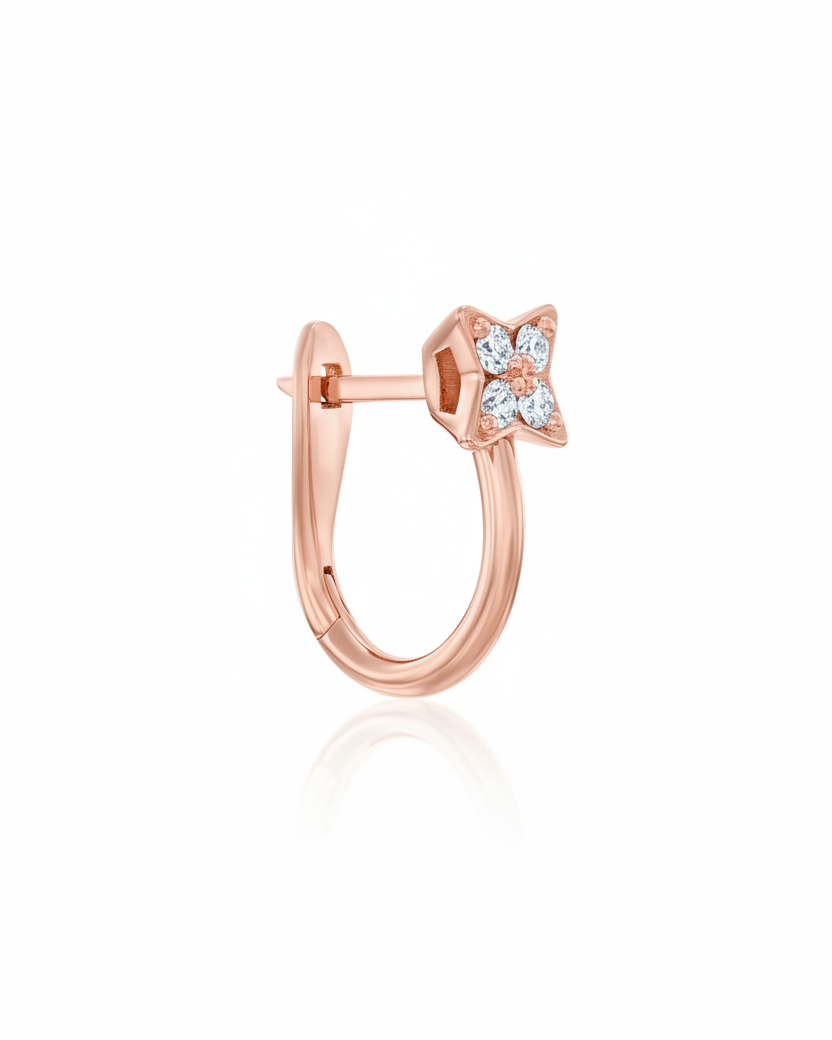 Venus English Hoop Earring with white Diamonds