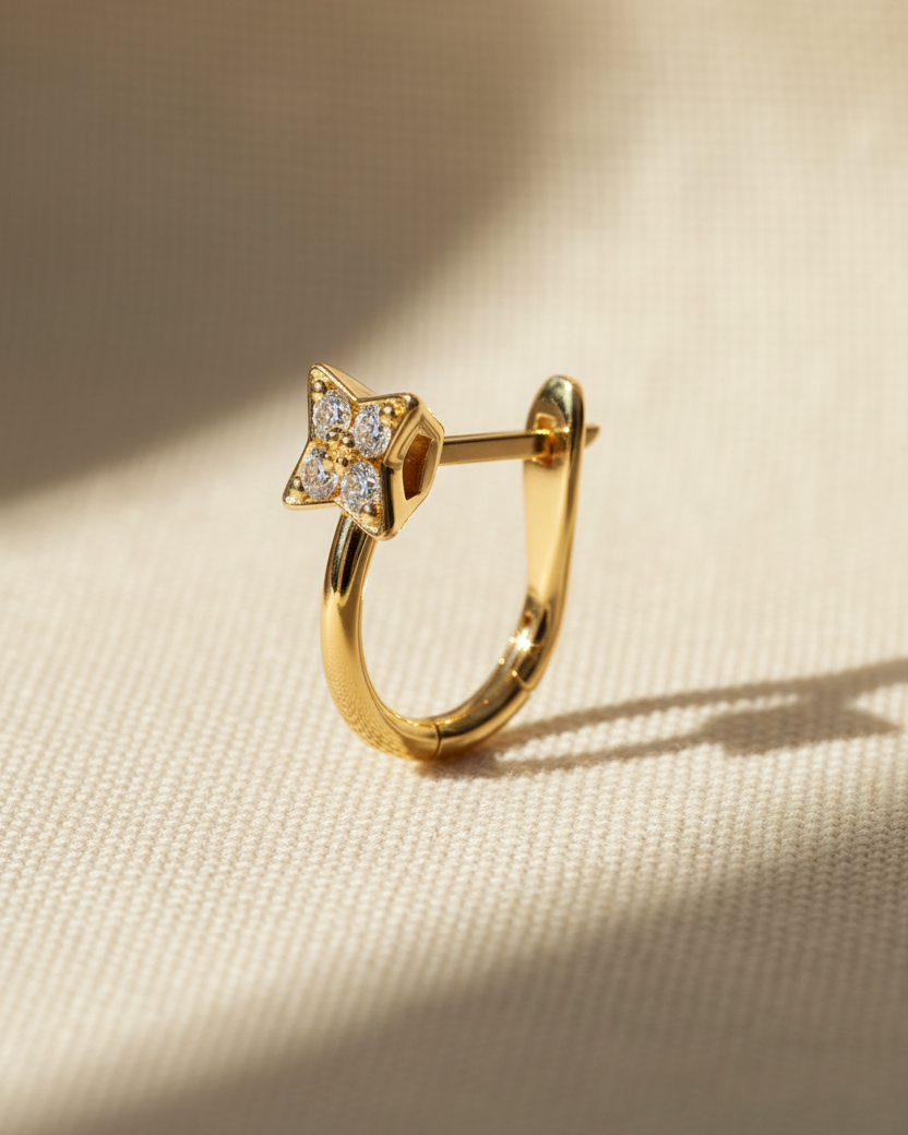 Venus English Hoop Earring with white Diamonds