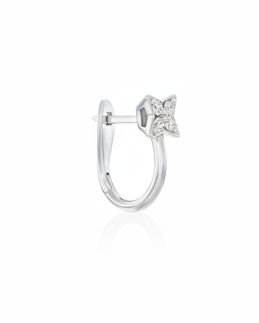 Venus English Hoop Earring with white Diamonds