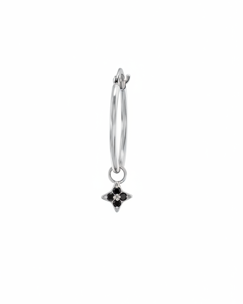 Venus Hoop Earring with Black Diamonds