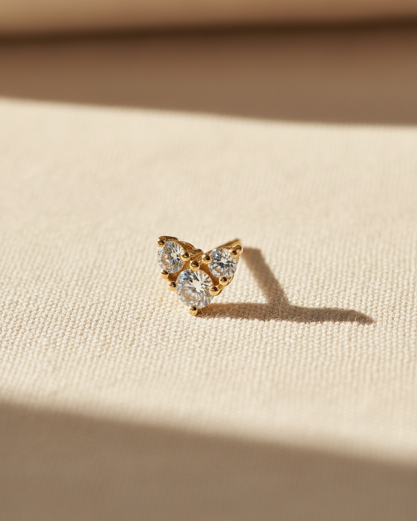 Tatiana Gold Earring White Diamonds