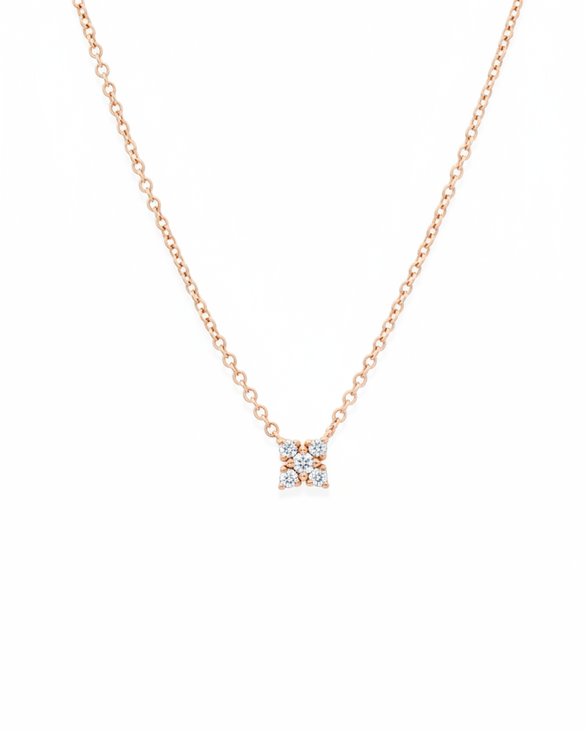 Mini Valentina Gold Necklace White Diamonds