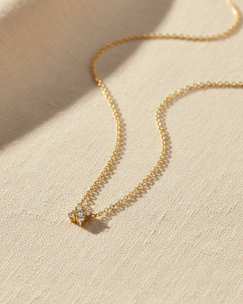 Mini Valentina Gold Necklace White Diamonds