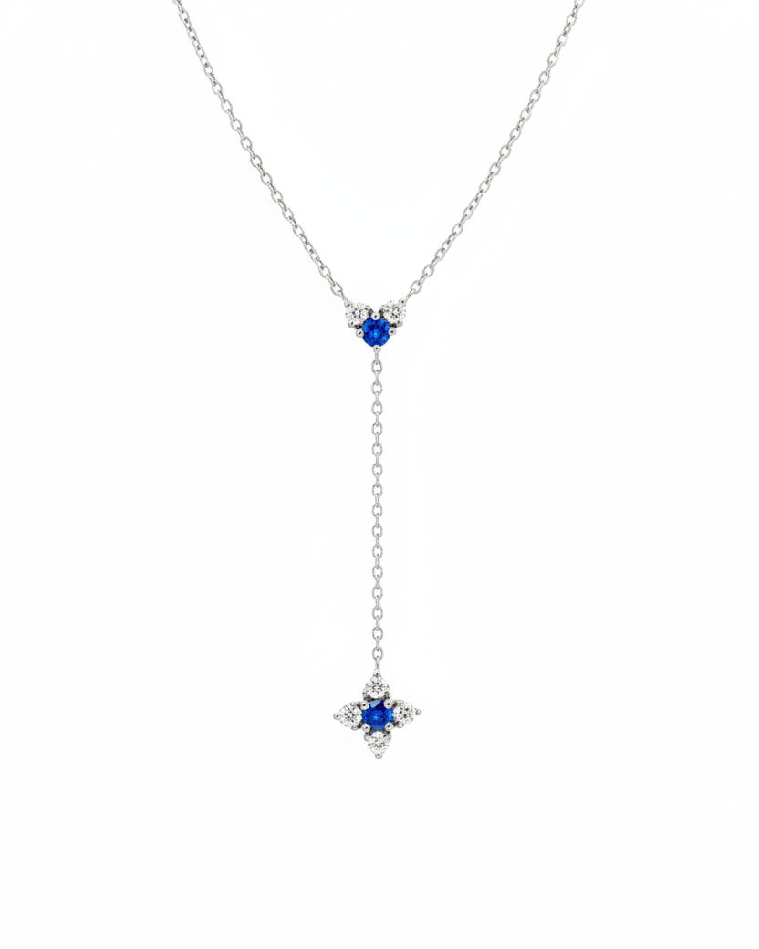 Alexandra Gold Necklace Sapphire & White Diamonds