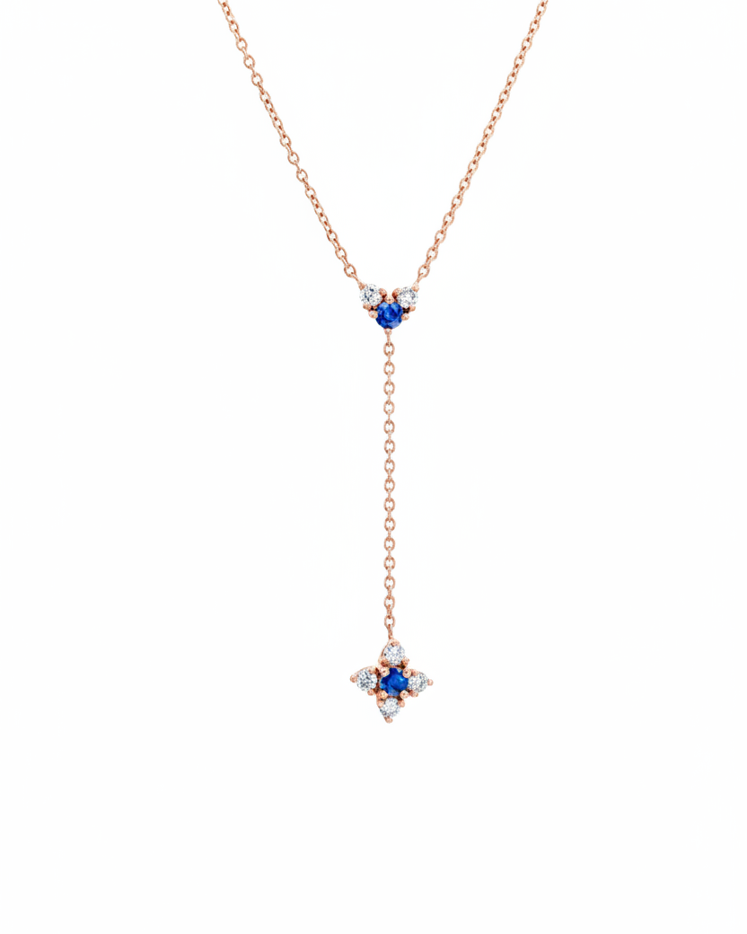 Alexandra Gold Necklace Sapphire & White Diamonds