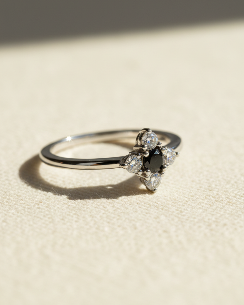 Eliana Gold Ring with Black & White Diamonds