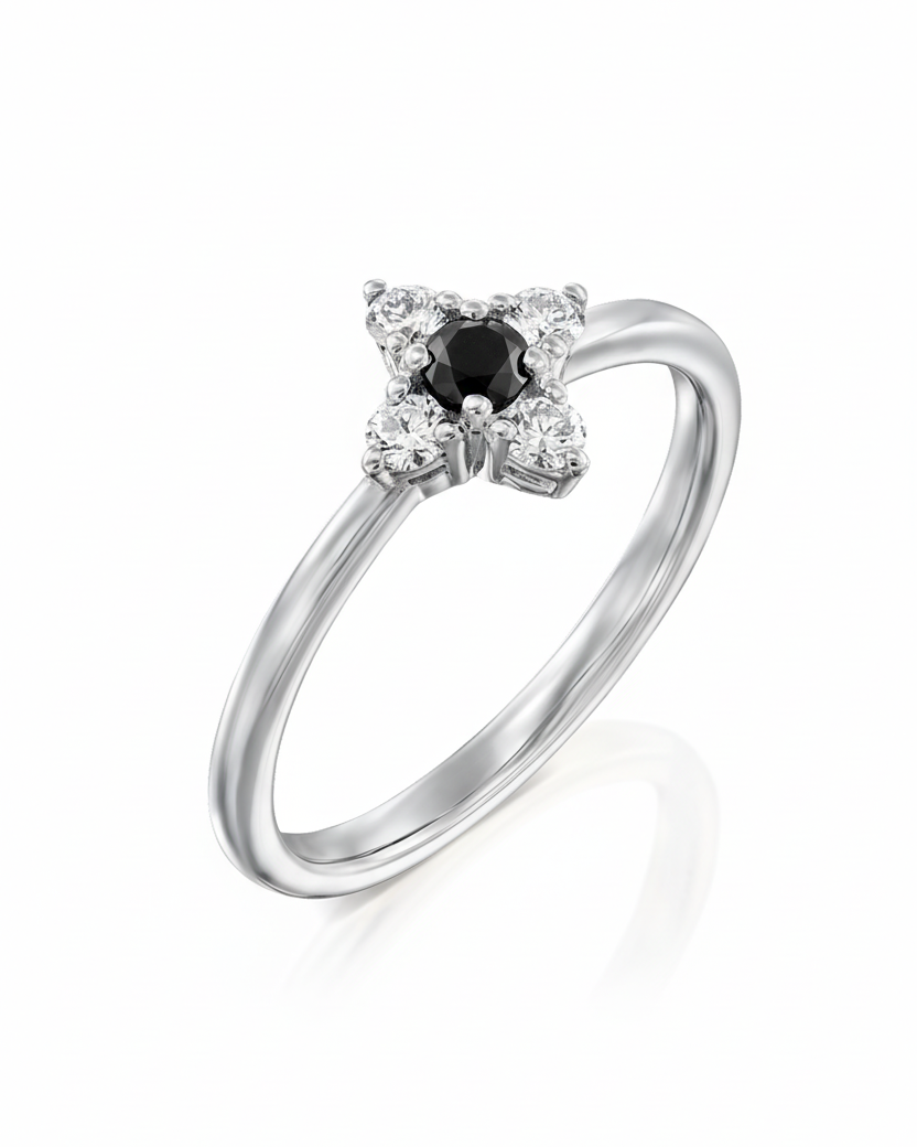 Eliana Gold Ring with Black & White Diamonds