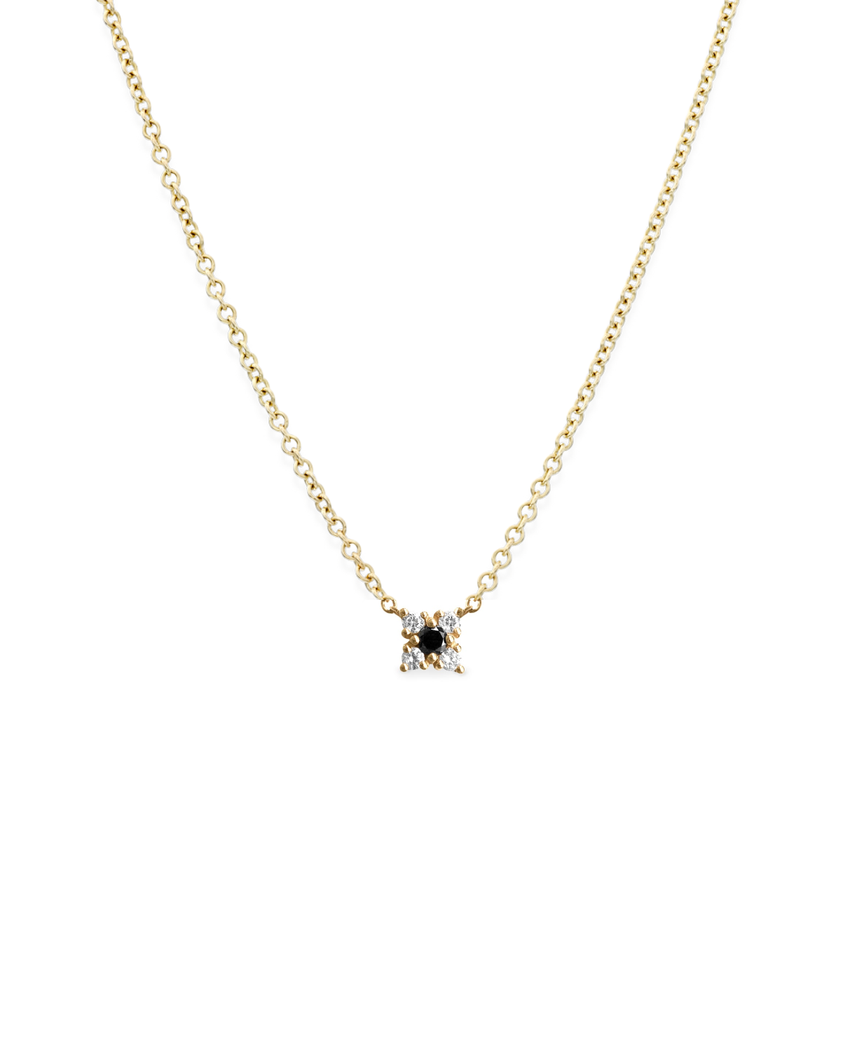 Mini Valentina Gold Necklace Black & White Diamonds