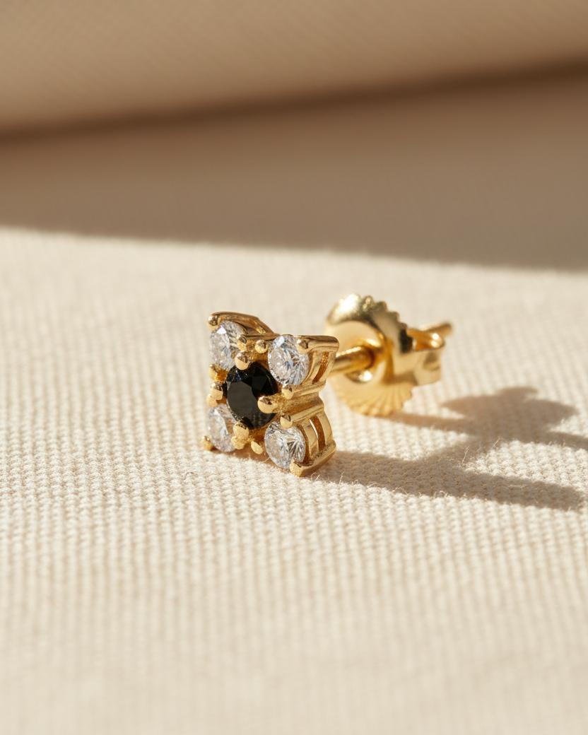 Eliana Gold Earring Black & White Diamonds