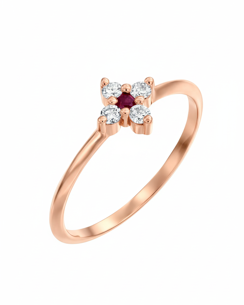 Beth Ring With Ruby And White Diamonds