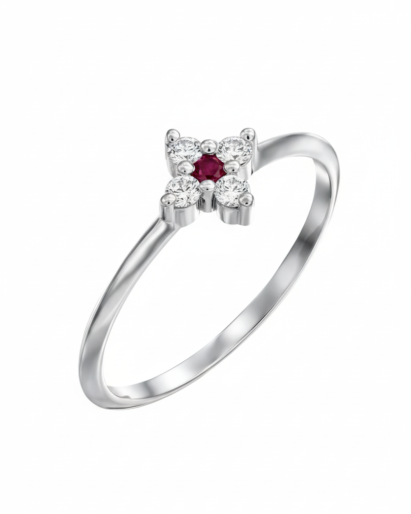 Beth Ring With Ruby And White Diamonds