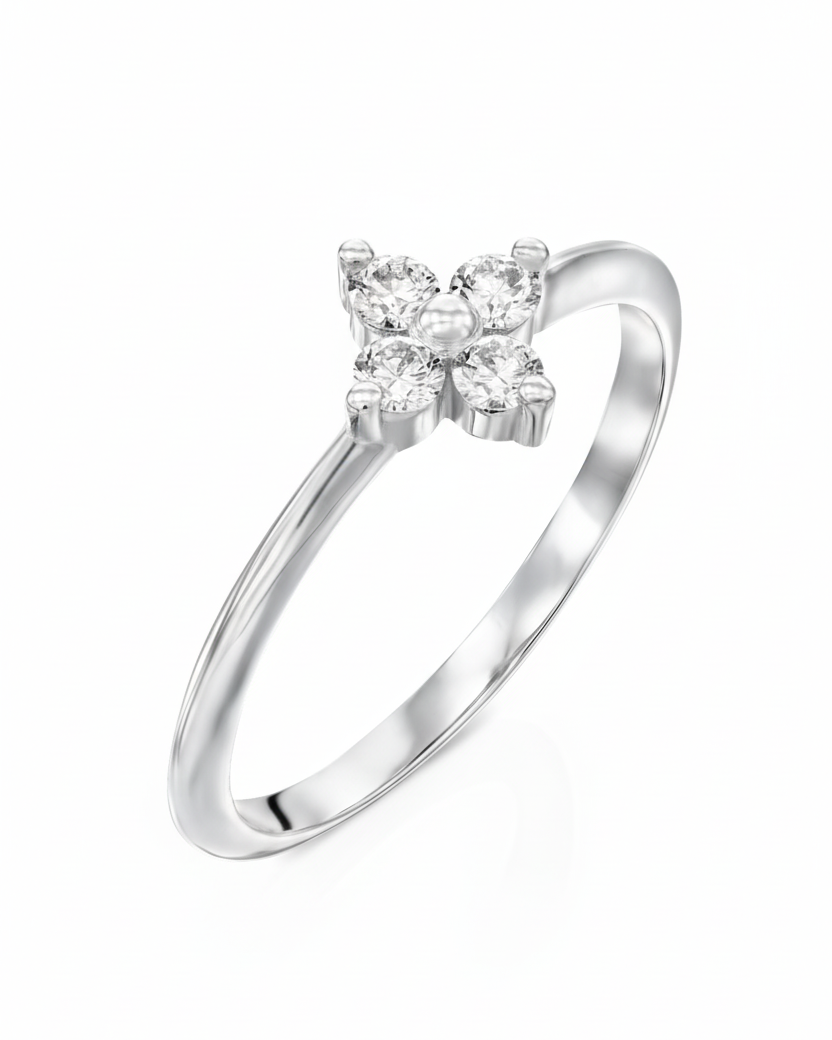 Large Beth Gold Ring With White Diamonds