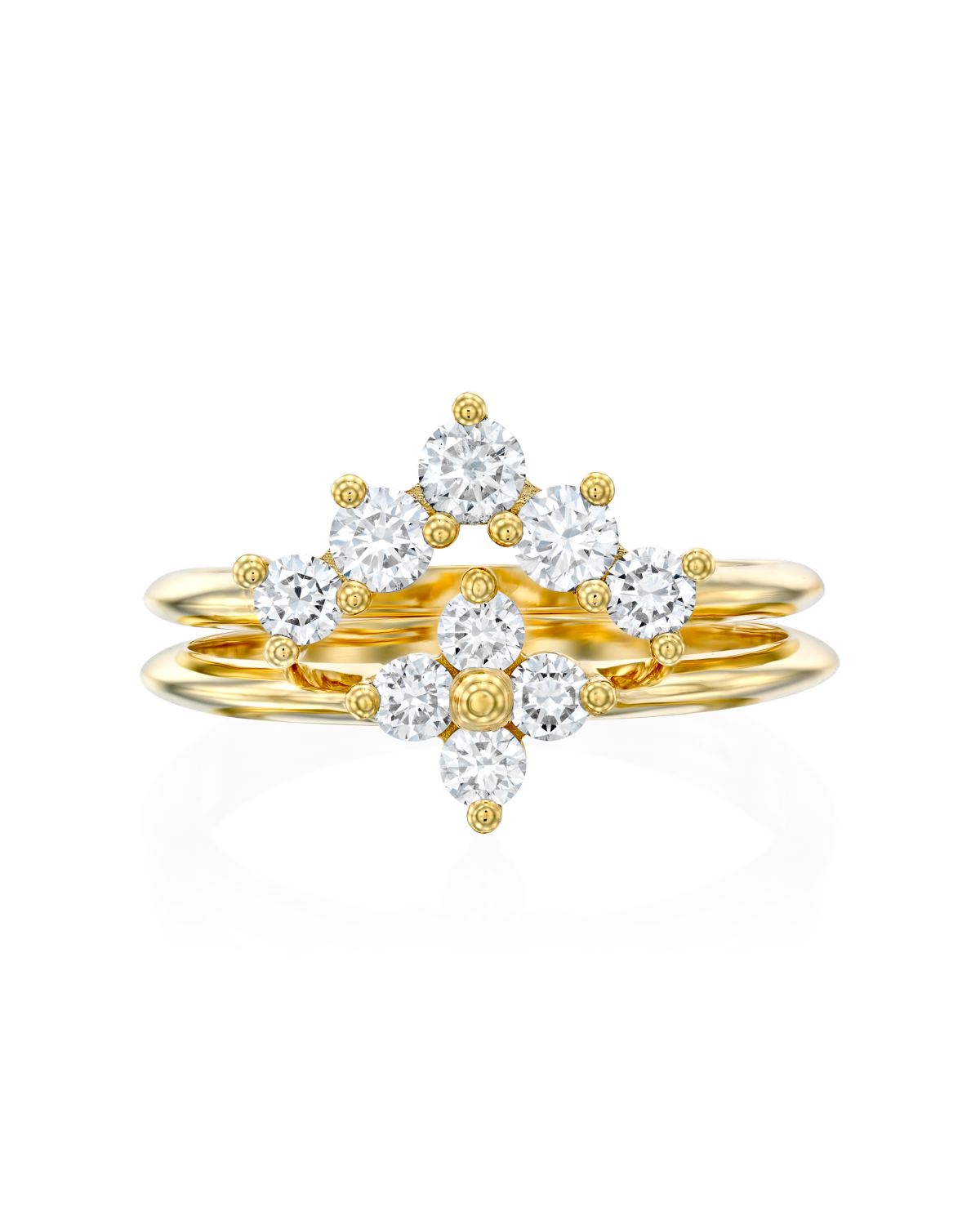 Large Beth Gold Ring With White Diamonds