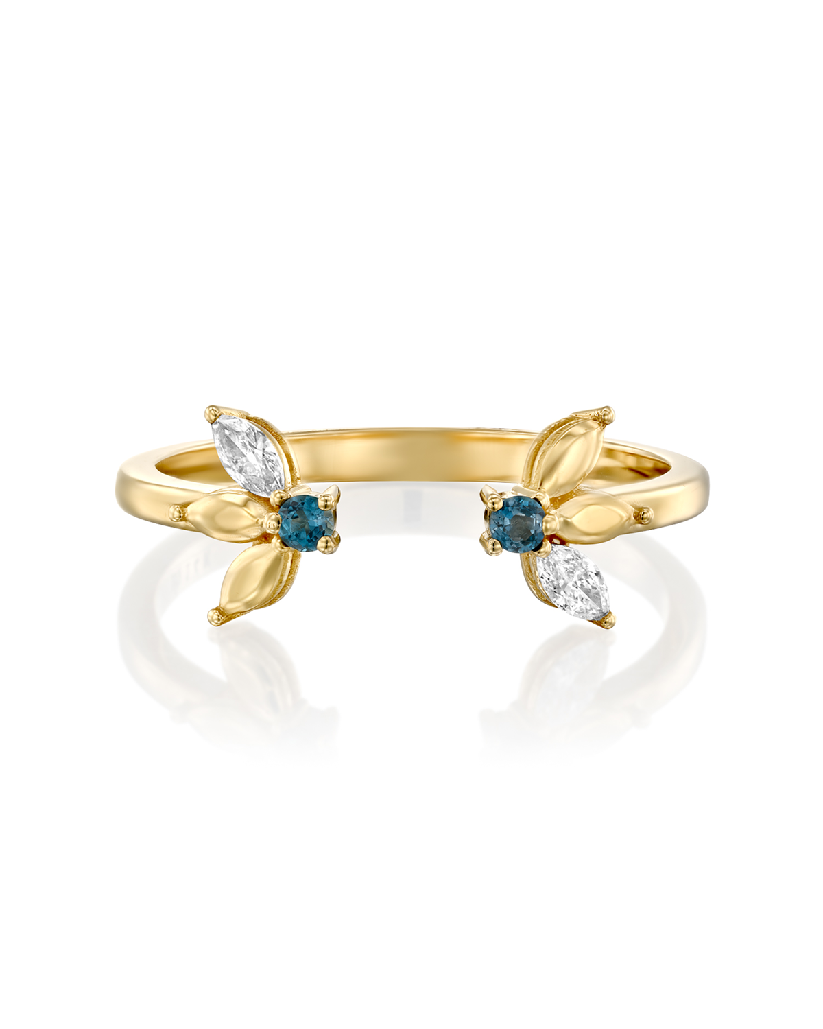 Jeanne Bécu Open Gold Ring With Diamonds & Blue Topaz