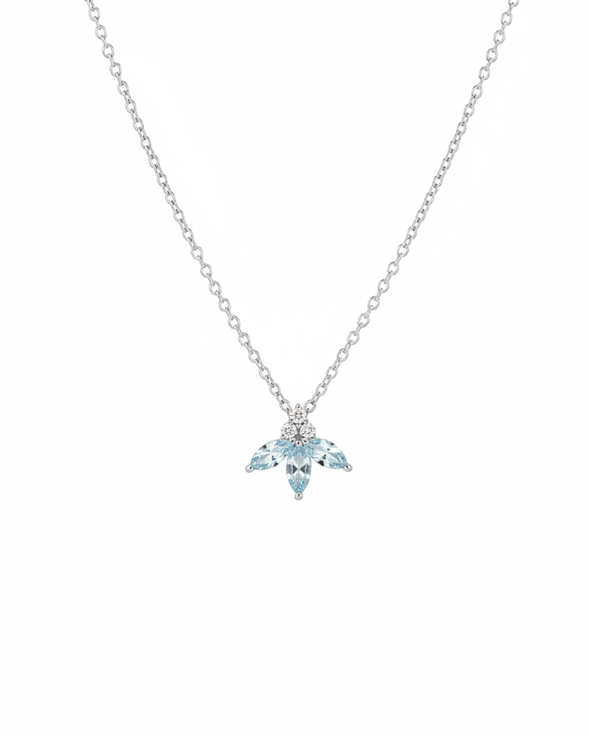 Jeanne Poisson Necklace Aquamarine & Diamonds