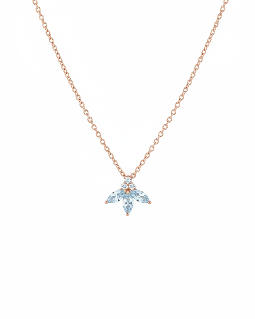 Jeanne Poisson Necklace Aquamarine & Diamonds