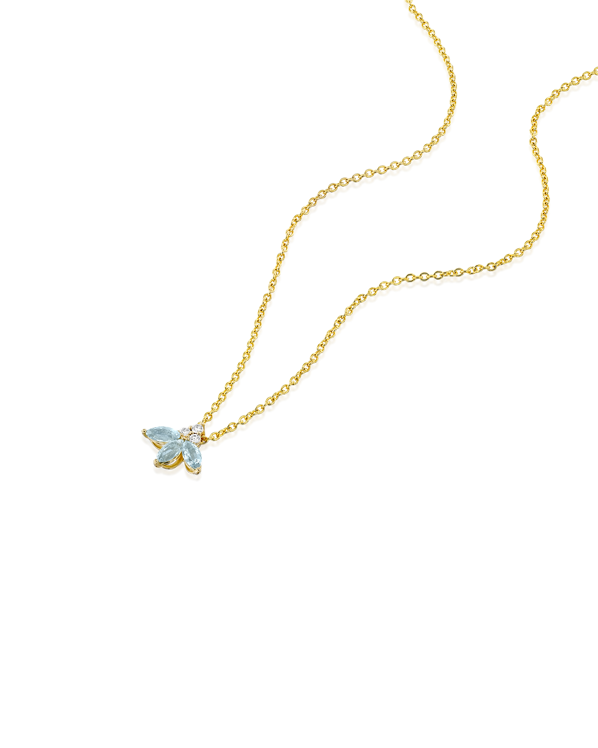 Jeanne Poisson Necklace Aquamarine & Diamonds