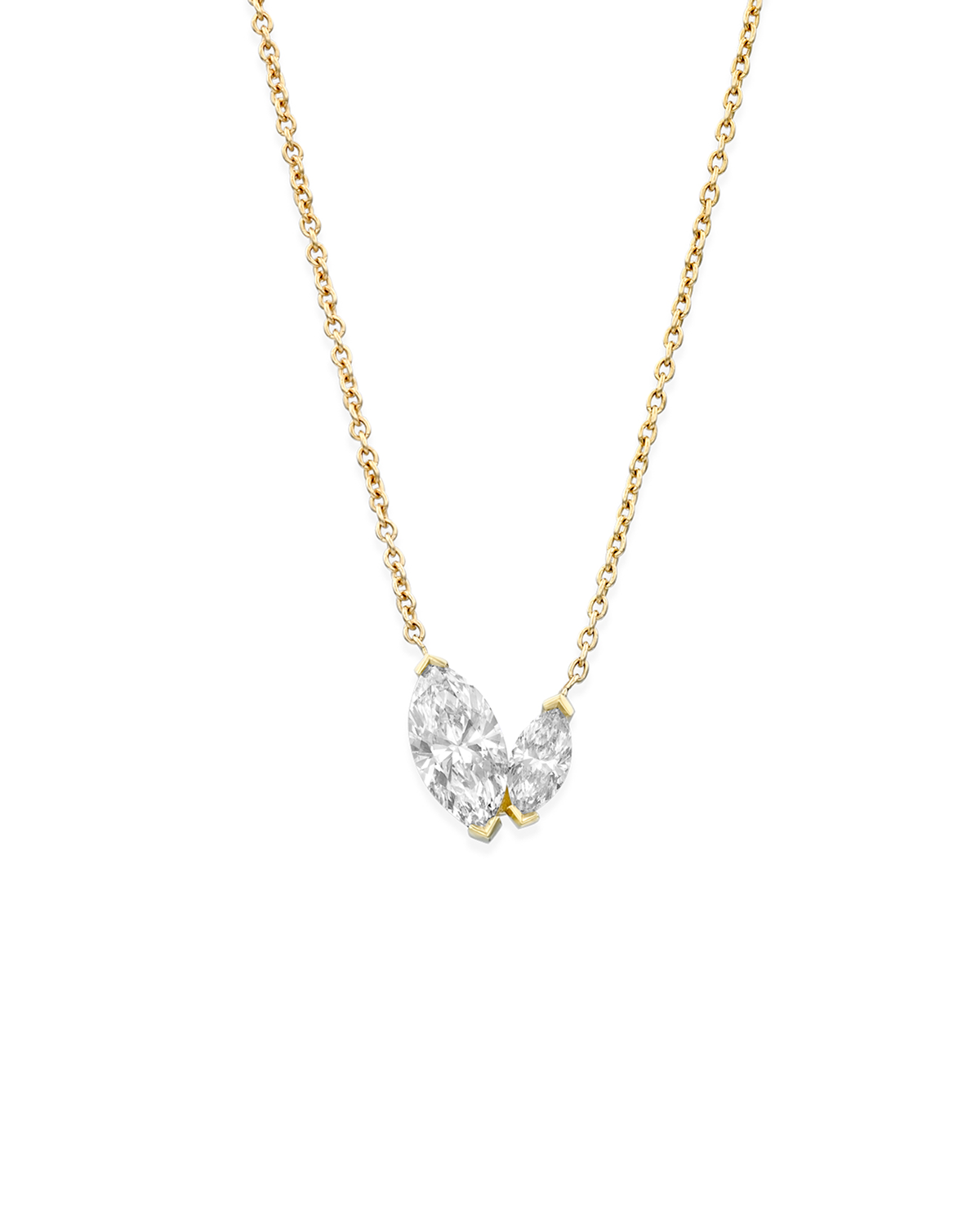 Marquise Gold Necklace with White Diamond
