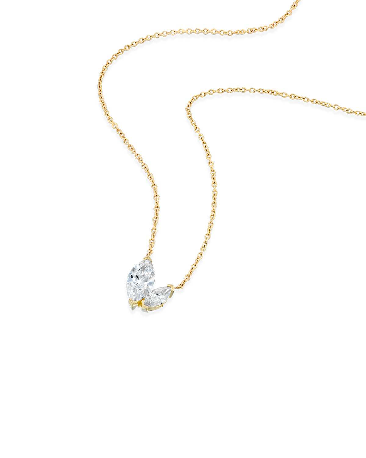 Marquise Gold Necklace with White Diamond