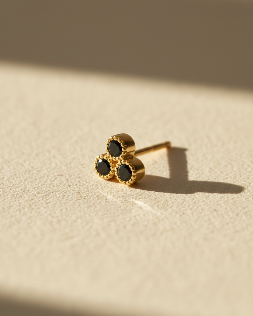 Henrietta Gold earring Black Diamonds