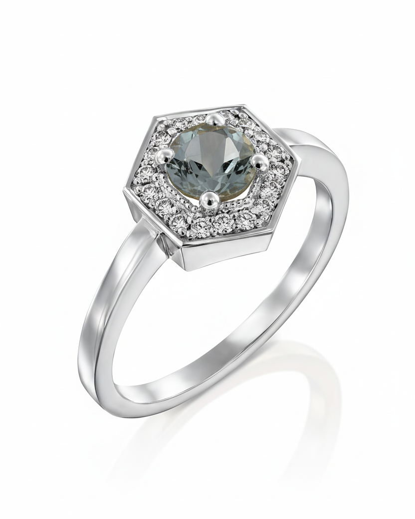 Amy Gold Ring with Aquamarine