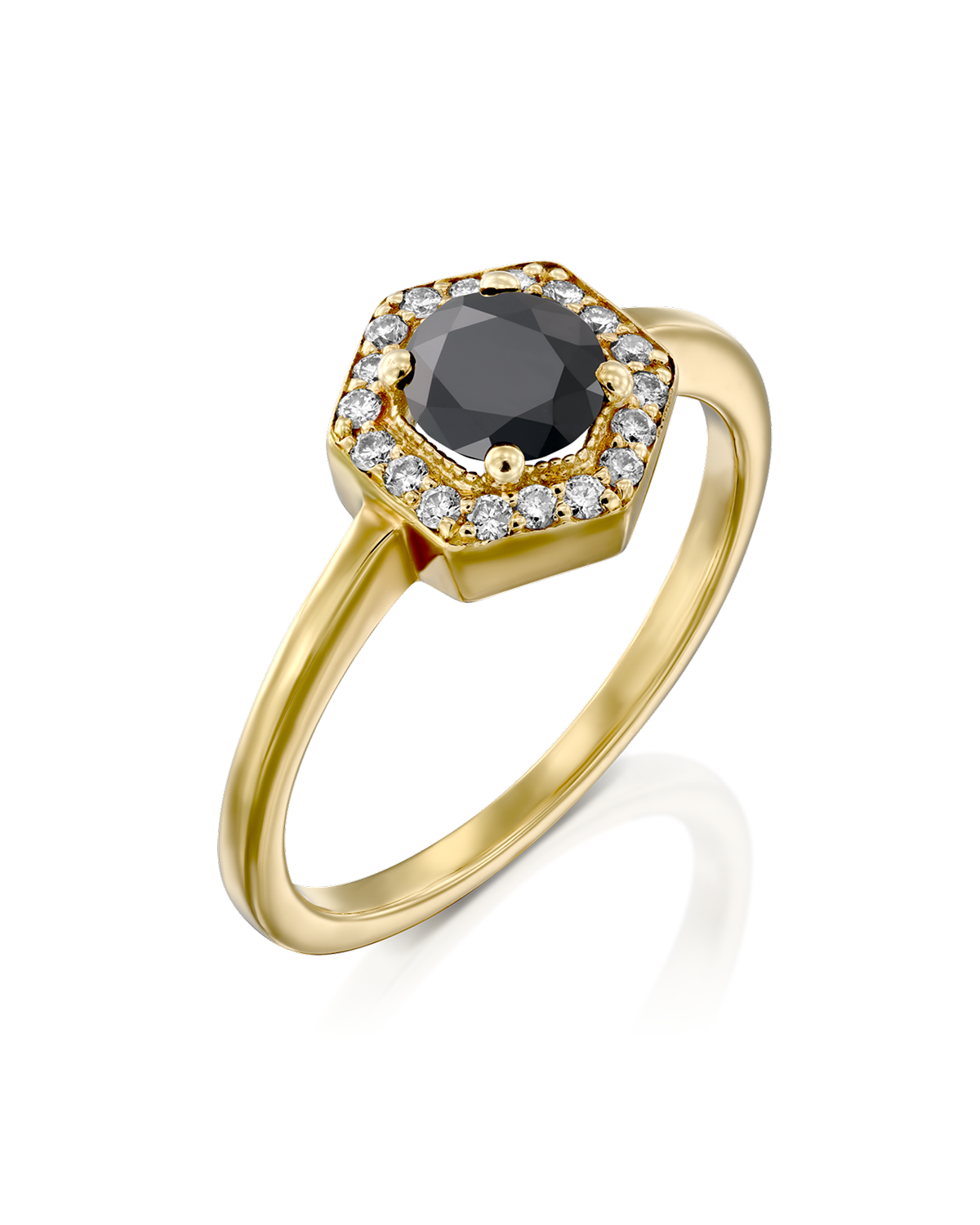 Amy Gold Ring Black 5mm Diamond